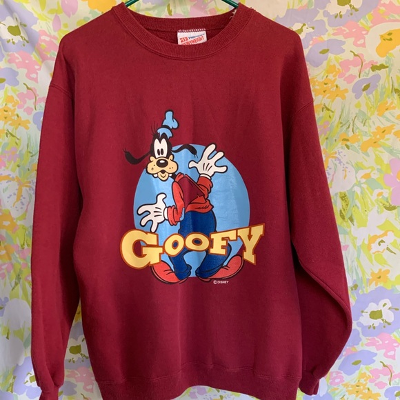 Vintage 90s Disney Goofy Maroon Sweatshirt - Picture 2 of 5